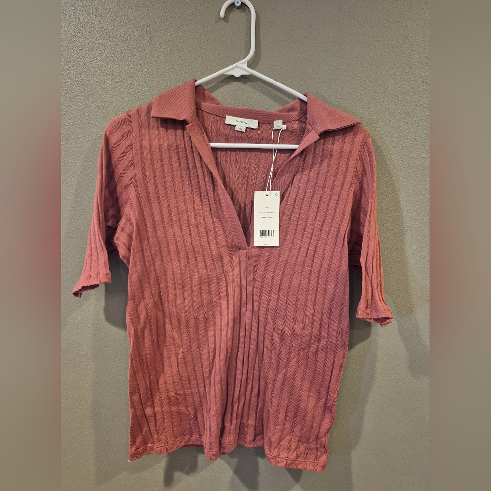 NWT Vince Elegant Pink Collared Women's Top